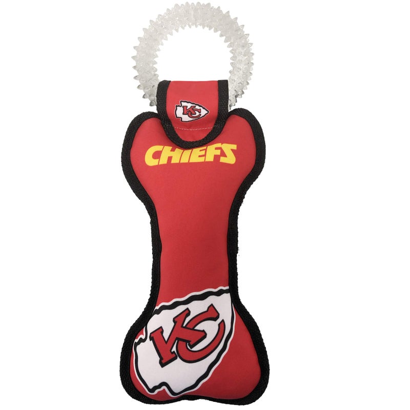 Pets First NFL Kansas City Chiefs Dental Dog TUG Toy with Squeaker. Tough PET Toy for Healthy Fun, Teething & Cleaning Pet's Teeth & Gum., Team Color, one Size (KCC-3310) - Image 1
